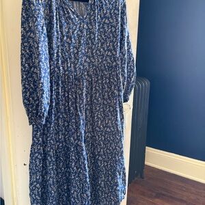 Old Navy Blue Floral Long Sleeve Tiered Maxi Dress